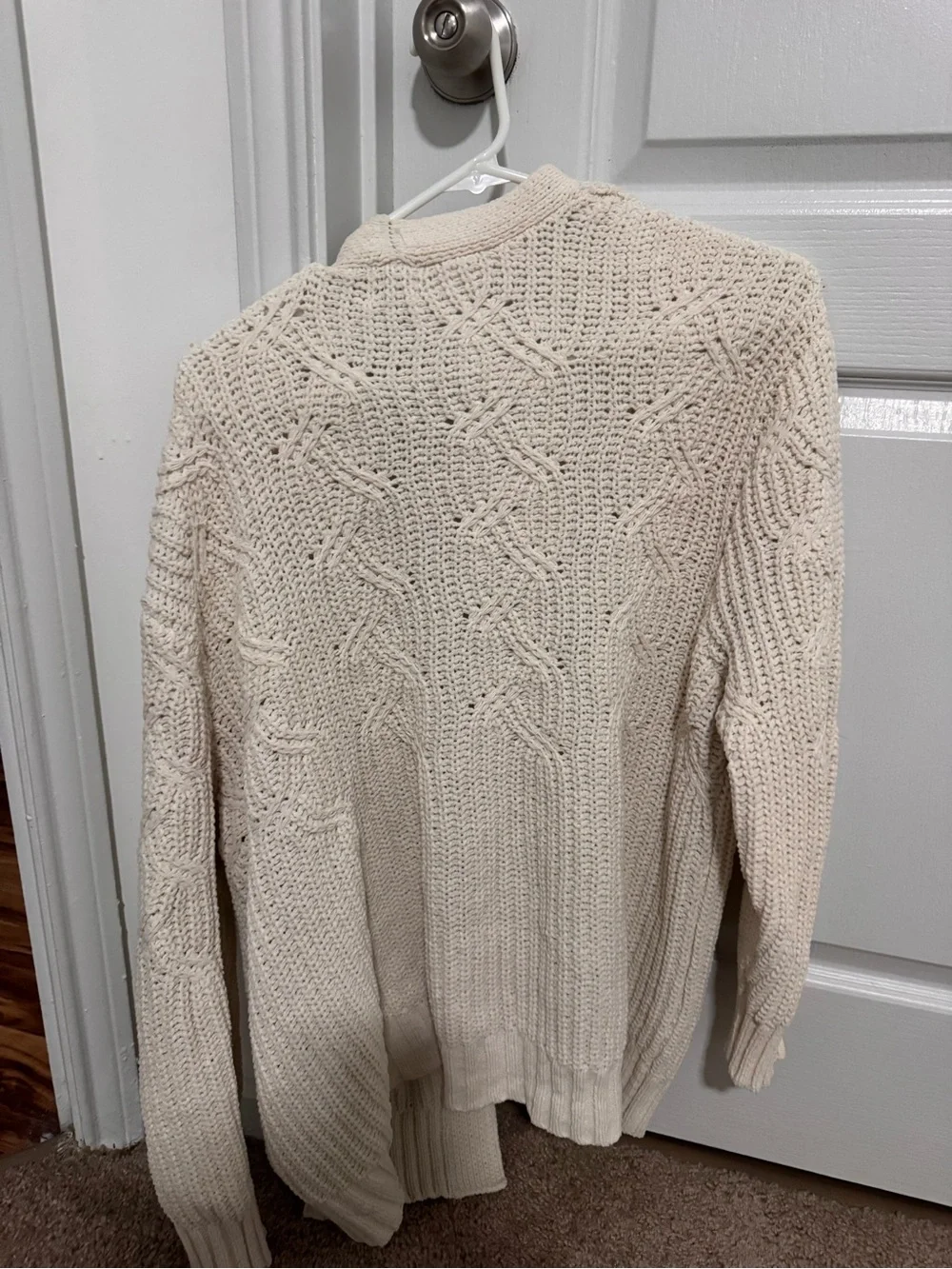 Cream Cable-Knit Open Cardigan Sweater for women